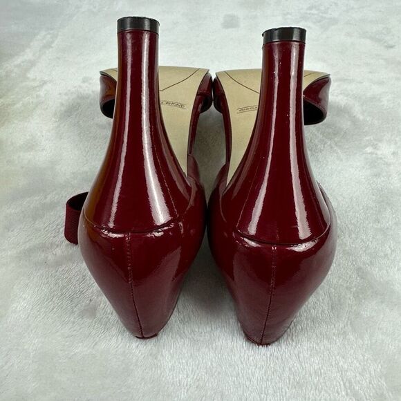 Circa Joan David Womens 6.5 Jamberly Peep Toe Strappy Heel Cranberry Red Patent - Picture 5 of 10